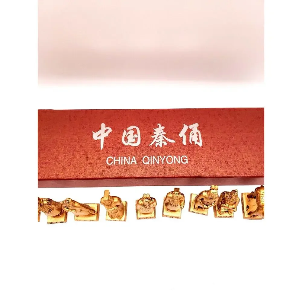Chinese Terracotta Army Soldier Statue Collection w/ Display Box Souvenir Set